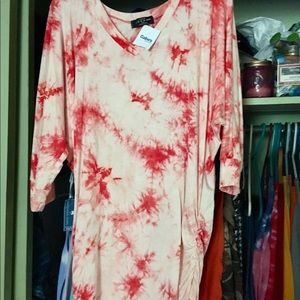 Orange tie dye tunic with ruched sides NWT